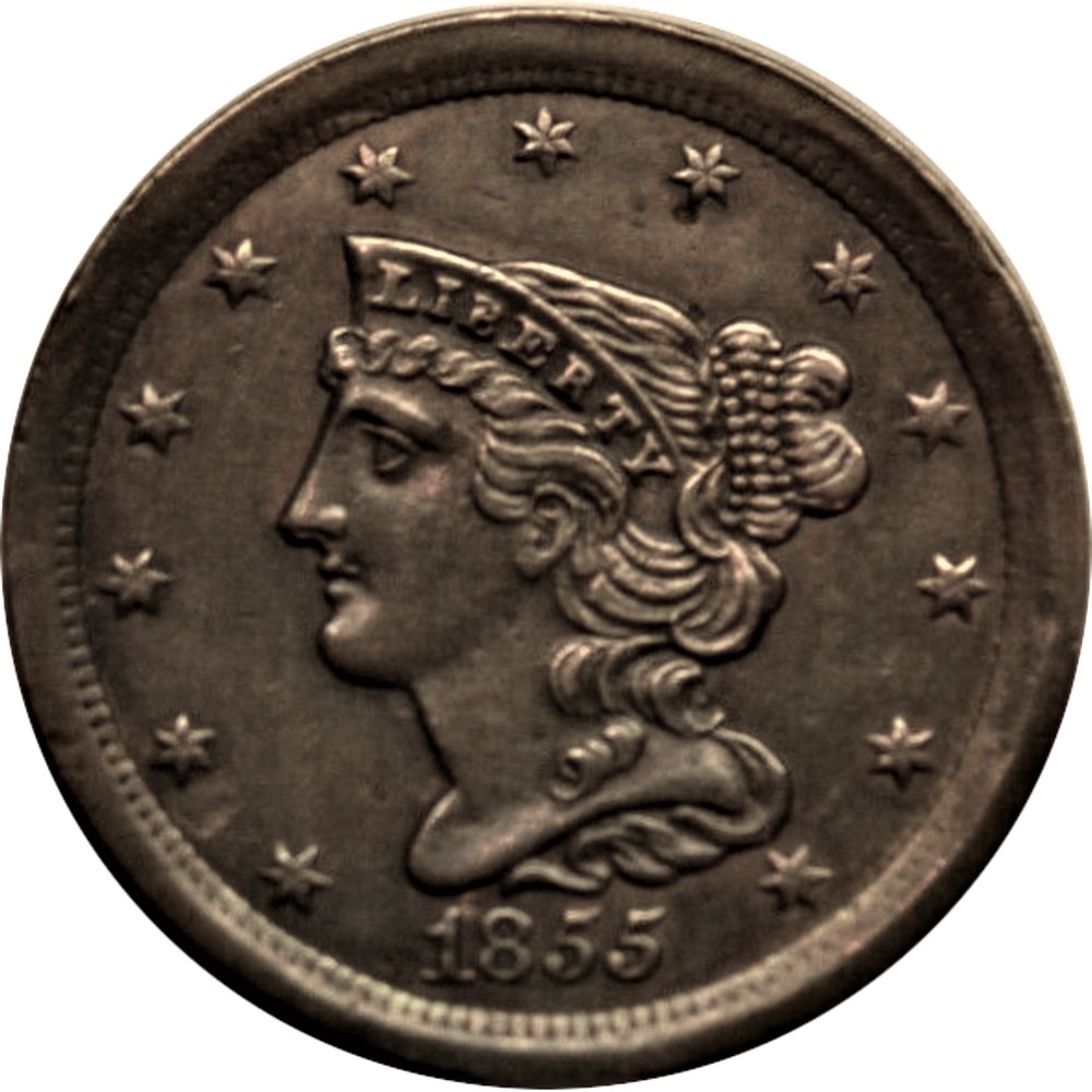 1855-1/2c-Braided-Hair-Half-Cent